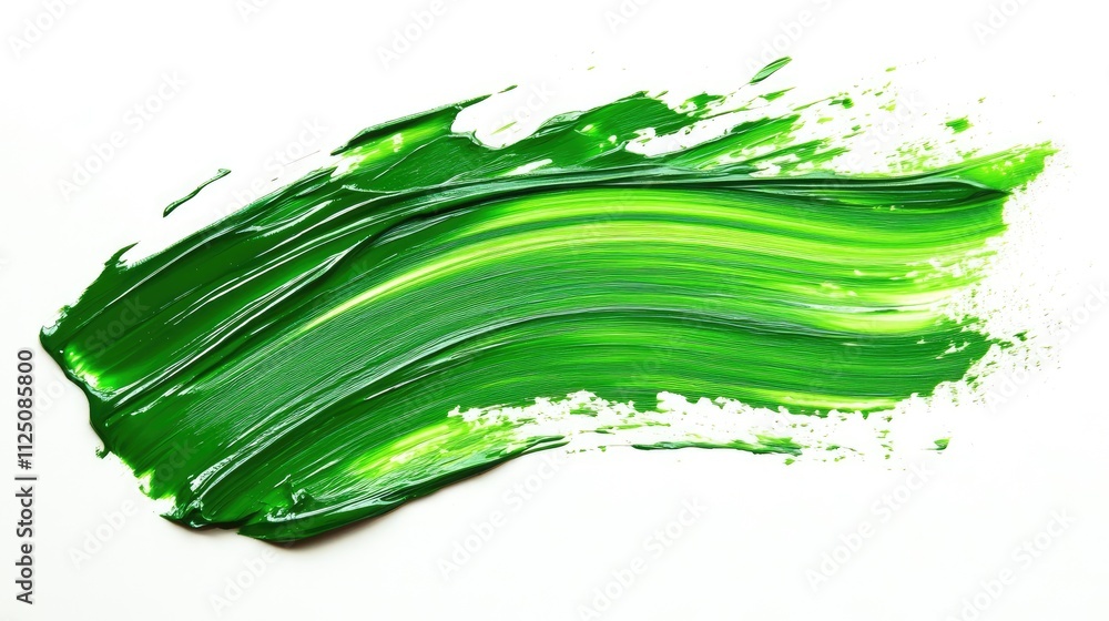 Vibrant green paint stroke on a white background, showcasing a blend of rich and bright hues. Vibrant green paint stroke on a white background, showcasing a blend of rich and bright hues.