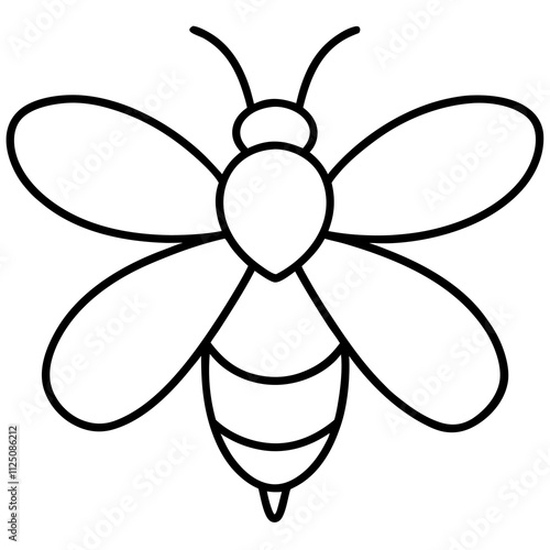 A simple bee animal outlines silhouette & Black bee vector illustration. Bee animal icon vector