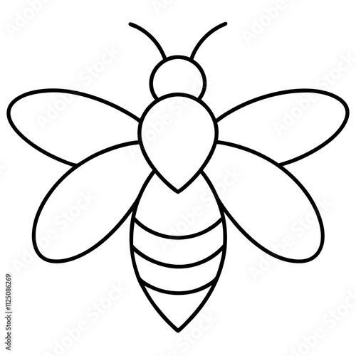 A simple bee animal outlines silhouette art & Black bee design vector illustration. Bee animal elements icon vector