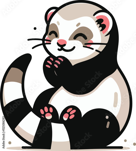 Simple and Minimalist Ferret Vector Illustration on White Background