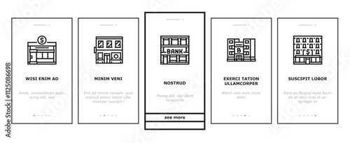 bank building money business onboarding mobile vector finance city, government office, cityscape financial, house tax, investment economy bank building money business illustrations