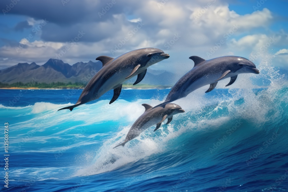 Blue Dolphin Jumping in the Ocean - Marine Mammal Wildlife Blue Dolphin Jumping in the Ocean - Marine Mammal Wildlife