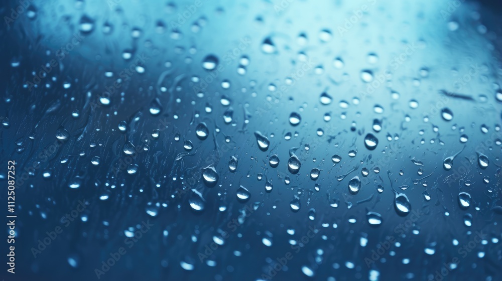 Clear Raindrop on Window Glass with Sky Background Clear Raindrop on Window Glass with Sky Background