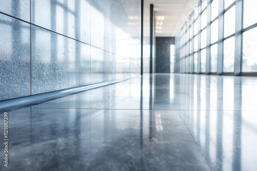 Wallpaper Mural smooth, seamless wall of polished granite reflects light in modern corridor, creating serene atmosphere. sleek design enhances spacious feel of area Torontodigital.ca