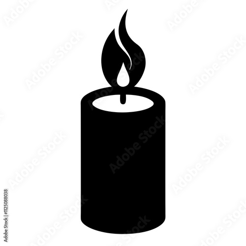 A simple candle silhouette art & Black candle design vector illustration. Candle elements icon vector