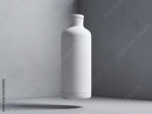 A minimalist white bottle on a light background, perfect for showcasing modern beverage designs and eco-friendly concepts.