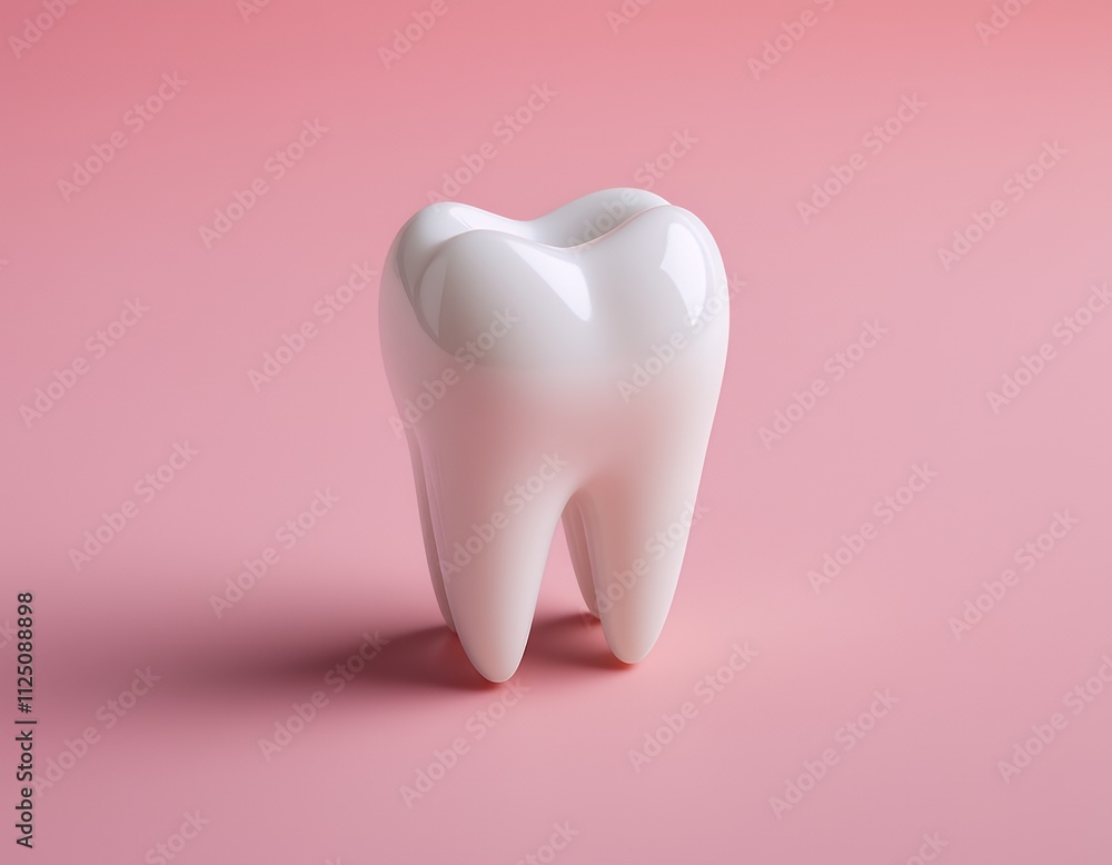 Healthy White Tooth Dental Care Pink Background Healthy White Tooth Dental Care Pink Background
