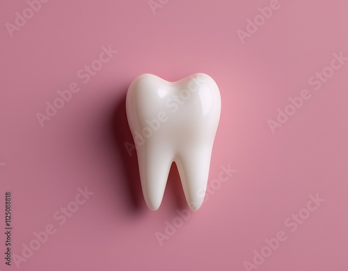 Healthy White Tooth on Pink Background Dental Care Oral Hygiene