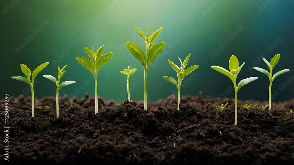 Small seedlings grow in freshly turned soil, seedlings, growth, cultivate, soil, farming, gardening, agriculture, eco friendly, ai generative Small seedlings grow in freshly turned soil, seedlings, growth, cultivate, soil, farming, gardening, agriculture, eco friendly, ai generative