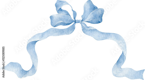 Watercolor Blue Bow Illustration