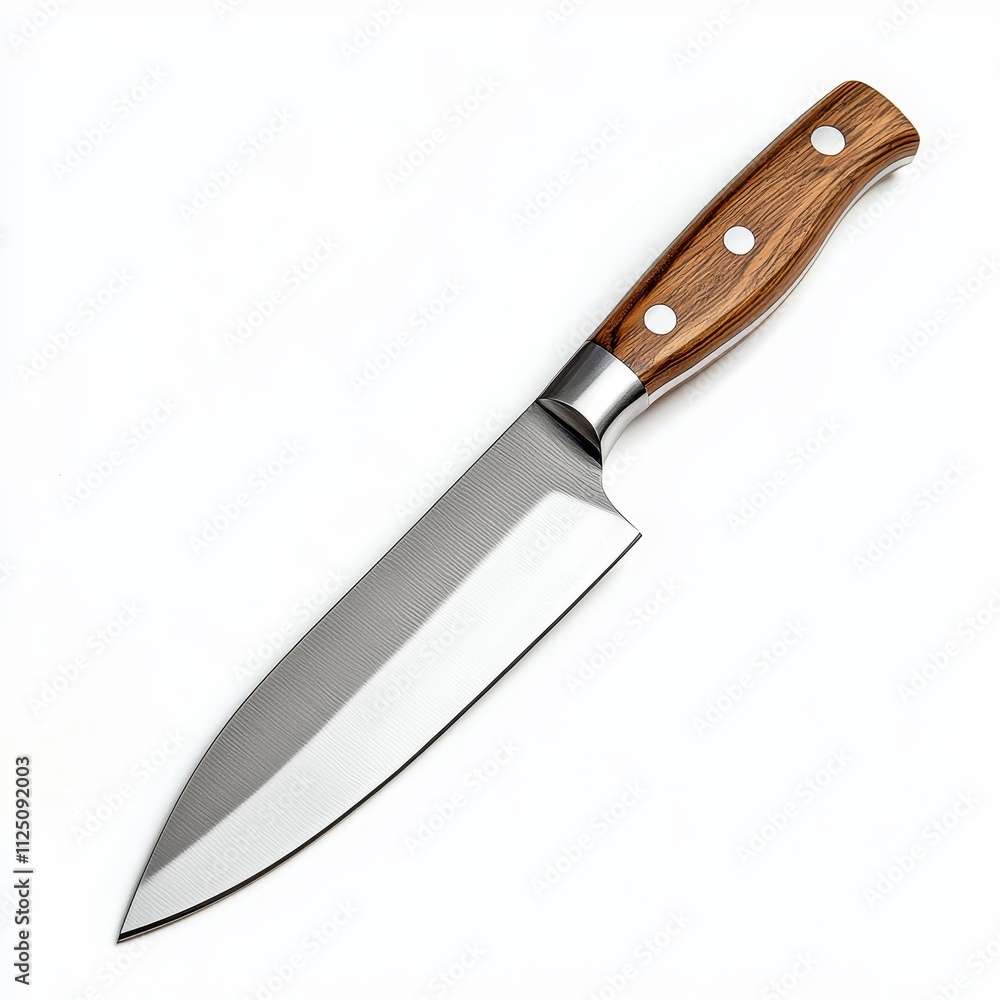 Premium Chef s Knife with Wooden Handle Isolated on White Background Premium Chef s Knife with Wooden Handle Isolated on White Background