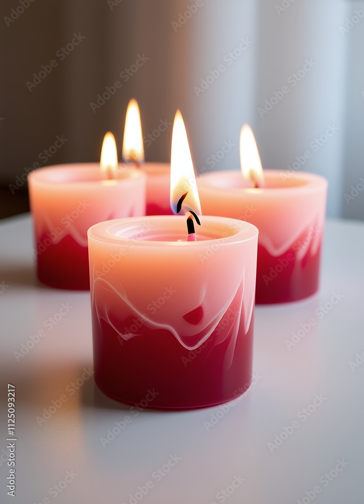 Romantic Pink Red Candles Lit Home Decor Relaxation Spa Serenity Romantic Pink Red Candles Lit Home Decor Relaxation Spa Serenity