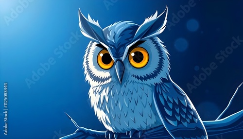 owl on blue background