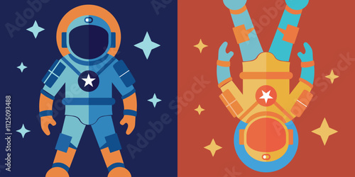 Cute Astronaut Floating in Space Vector Icon. Adorable Cartoon Illustration for Technology and Science Themes - Premium Flat Style Design