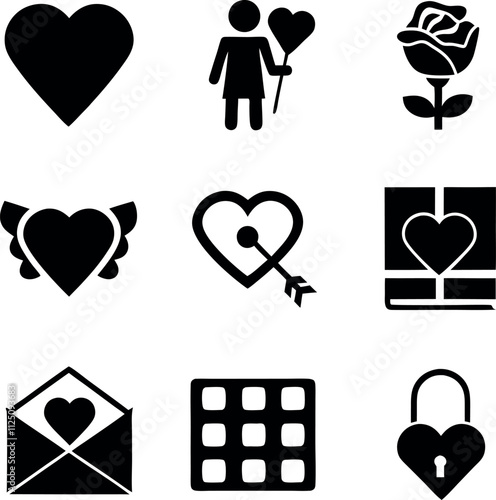 Valentine's Day icons, love icons pack,