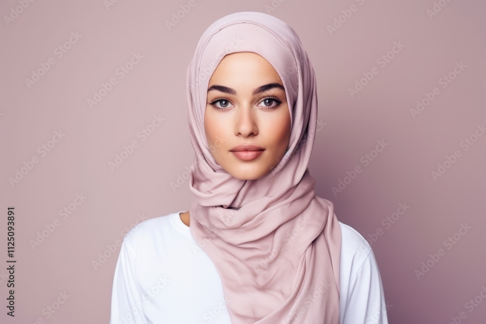 A woman wearing a pink scarf with a white shirt A woman wearing a pink scarf with a white shirt