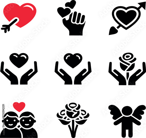 Different Valentine's Day Icons Pack | White Background Design