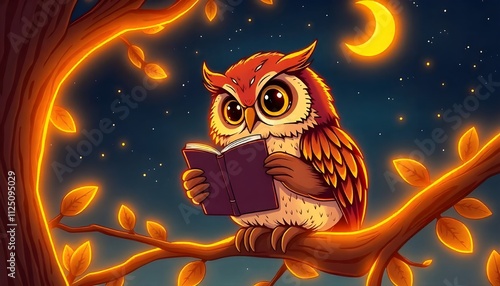 owl reading a book