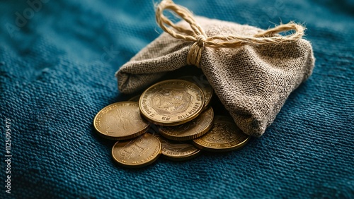 Traditional Treasure Pouch with Spilling Gold Coins