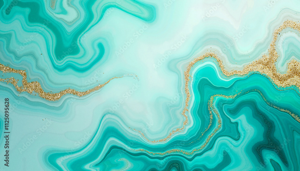 Abstract swirling patterns with teal, turquoise, and gold Abstract swirling patterns with teal, turquoise, and gold
