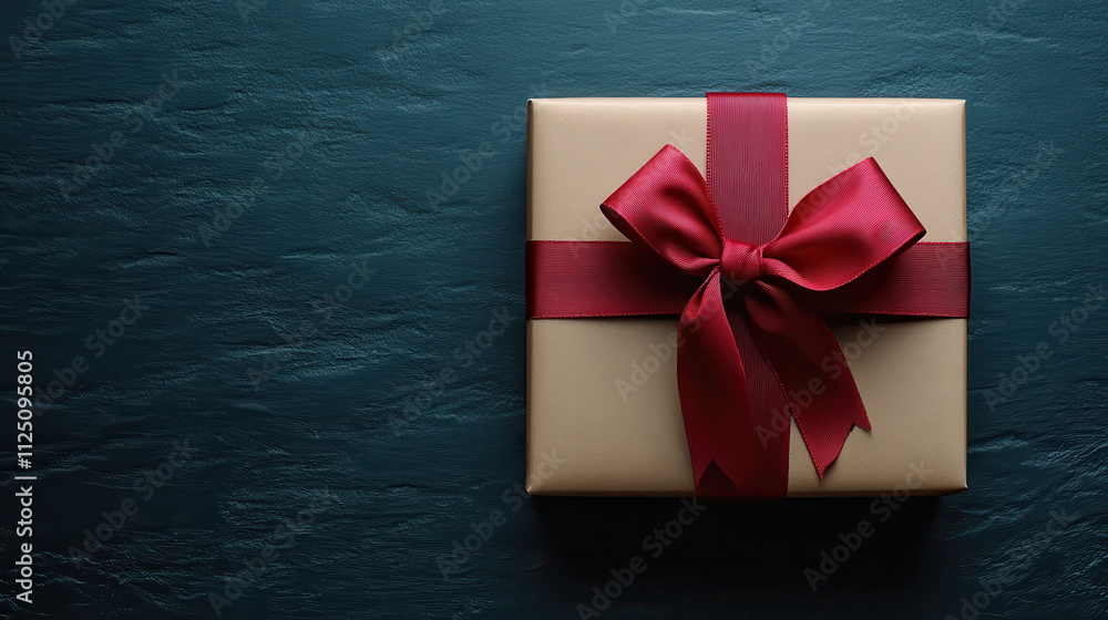 beautifully wrapped gift box with red ribbon on dark background, perfect for celebrations and special occasions. This elegant presentation adds touch of sophistication beautifully wrapped gift box with red ribbon on dark background, perfect for celebrations and special occasions. This elegant presentation adds touch of sophistication