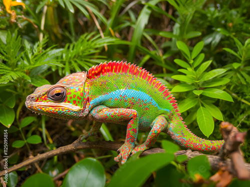 Wallpaper Mural Colorful chameleon on a branch in the tropical forest. Torontodigital.ca