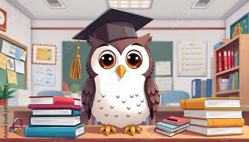 owl teacher with books