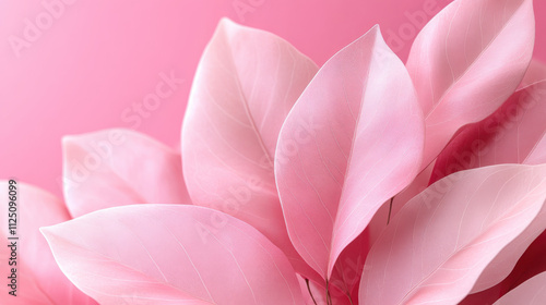 Soft pink leaves create serene and calming atmosphere, perfect for adding touch of nature to any design. delicate hues and smooth textures enhance visual appeal