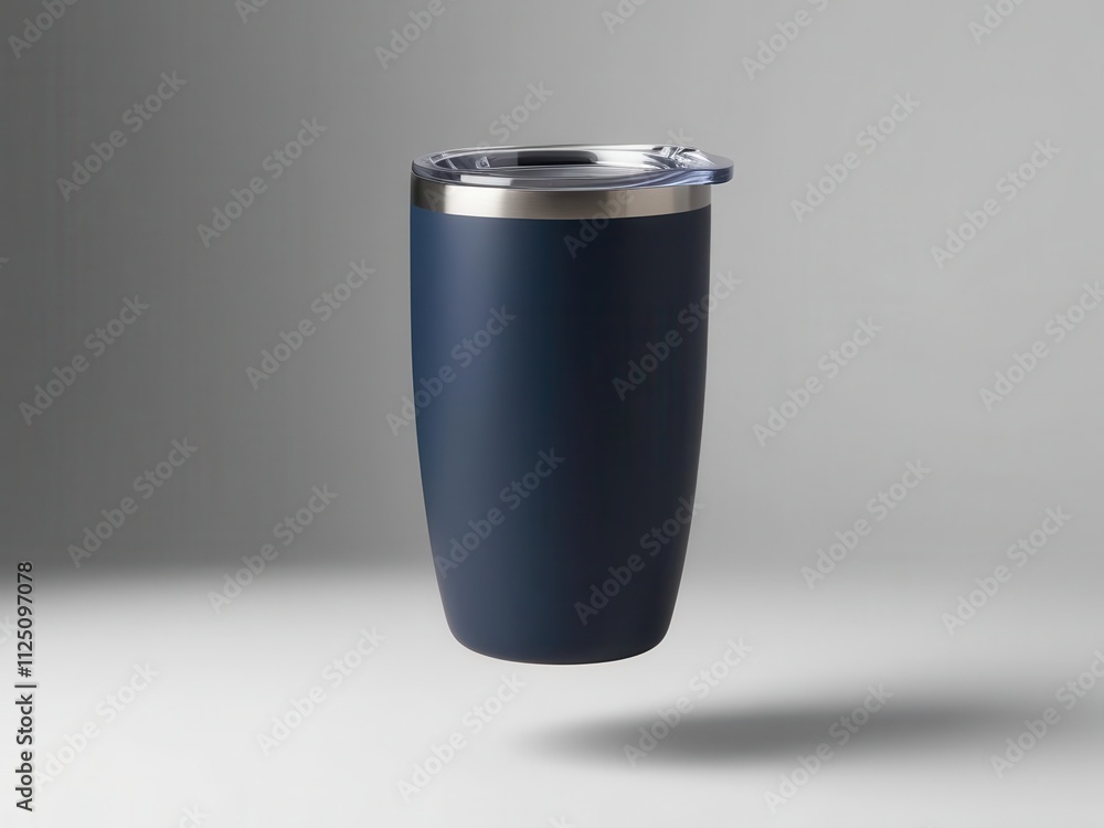 A sleek navy travel mug, perfect for keeping beverages hot or cold on the go, showcasing modern design and functionality. A sleek navy travel mug, perfect for keeping beverages hot or cold on the go, showcasing modern design and functionality.