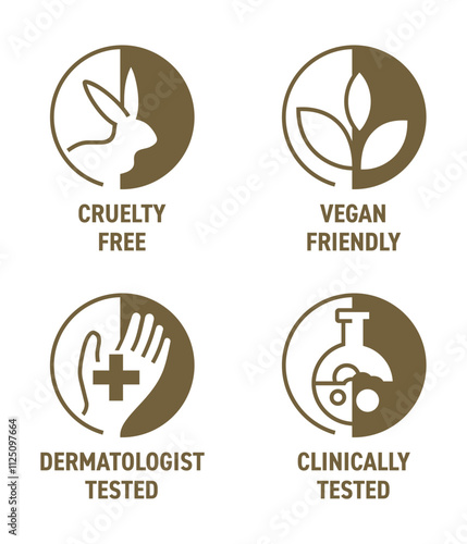 Icons set for labeling of cosmetics, general pictograms in monochrome style