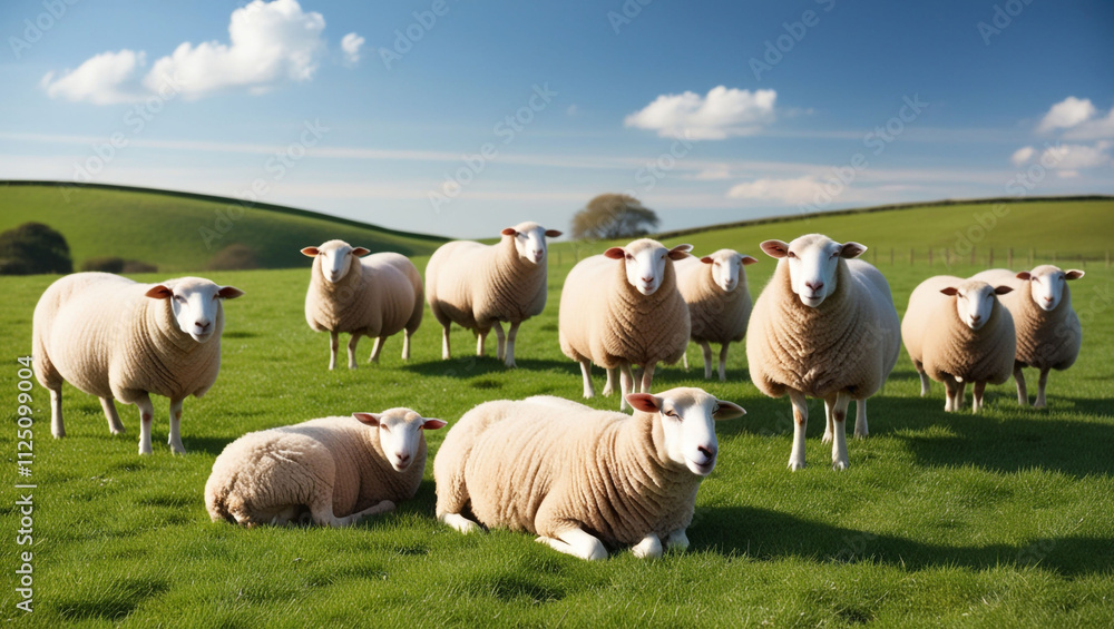 Fototapeta premium Sheep on pasture