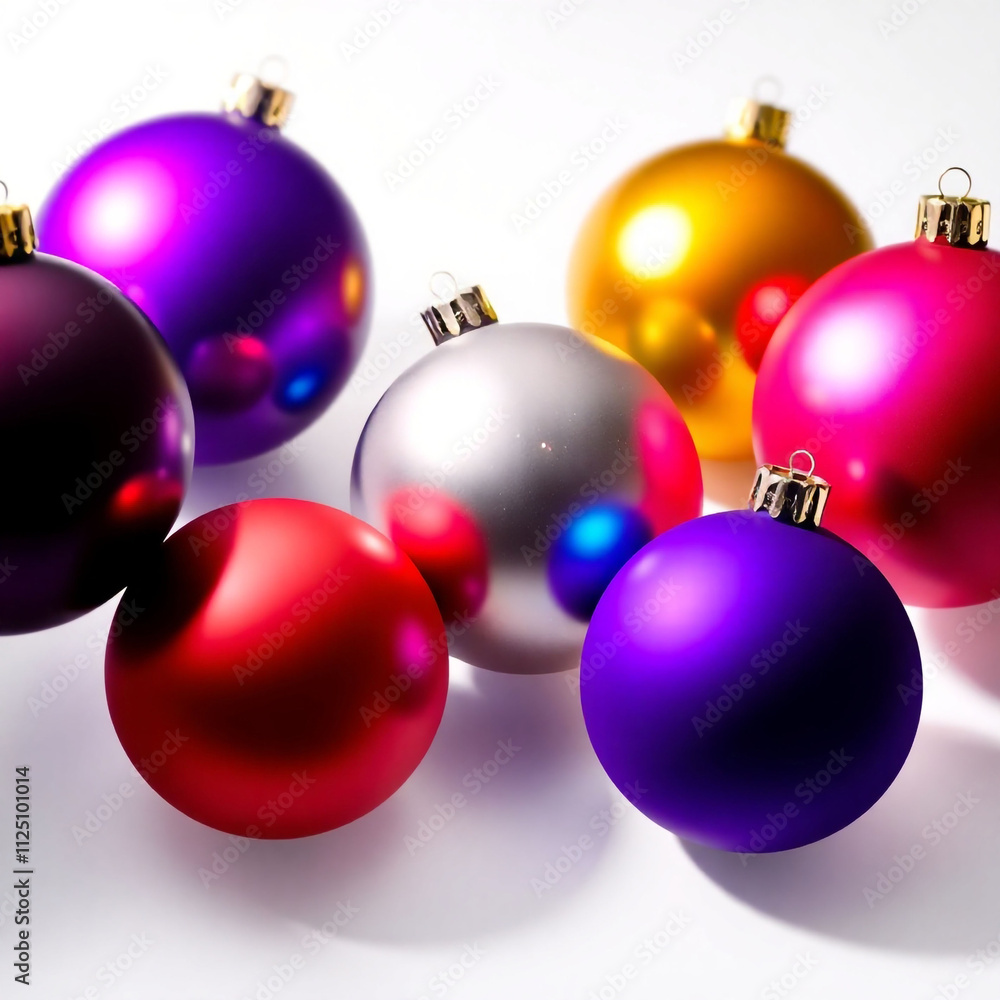 Obraz premium Set of colored Christmas balls isolated on transparent background