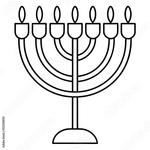 A simple menorah candle outline with a black color silhouette & Menorah outline shape vector illustration. Holiday outline elements icon vector