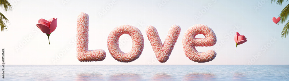 A love sign is floating in the water A love sign is floating in the water