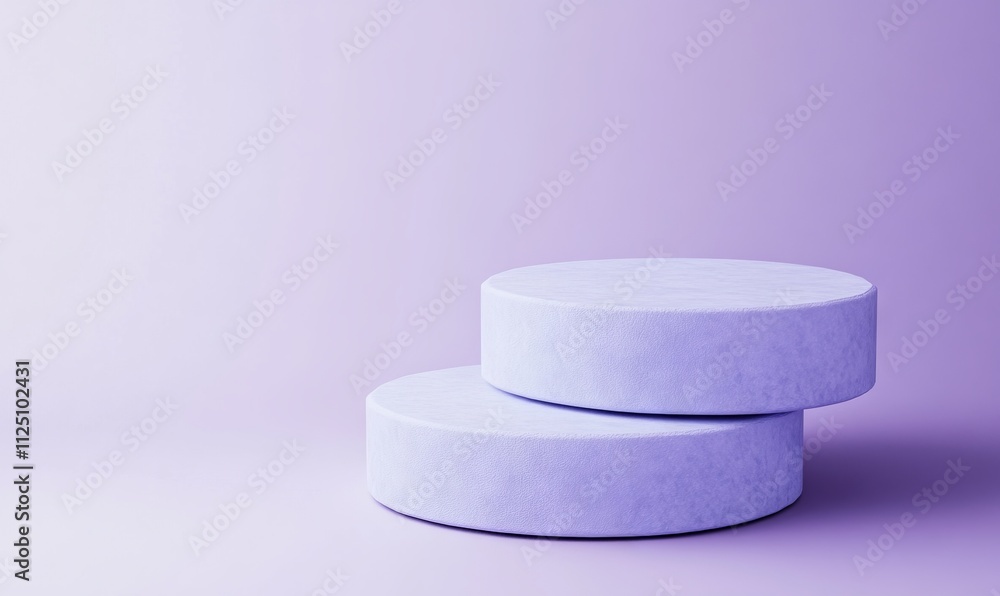 Minimalistic 3D render with two light blue objects, flat colors, and purple background, AI generated illustration Minimalistic 3D render with two light blue objects, flat colors, and purple background, AI generated illustration