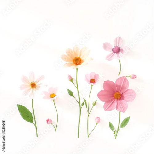 Wallpaper Mural Set of different beautiful flowers on white background. Banner design Torontodigital.ca