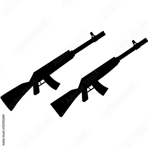 Black weapon silhouette & Army gun vector illustration. Gun or Riffle elements icon vector