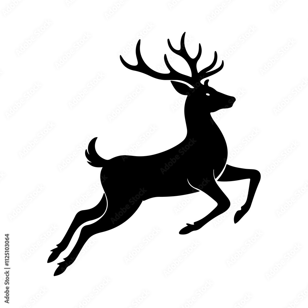 Fototapeta premium Elegant Deer Silhouette Vector Illustration for Forest and Wildlife Themed Art.