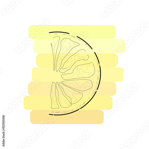 illustration of a citrus fruit in color minimal design