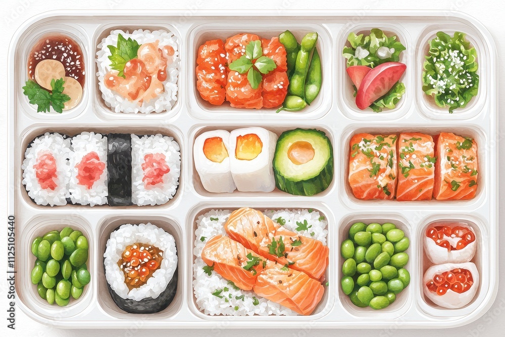 An appetizing sushi platter showcasing fresh ingredients and vibrant colors, perfect for culinary inspiration. An appetizing sushi platter showcasing fresh ingredients and vibrant colors, perfect for culinary inspiration.