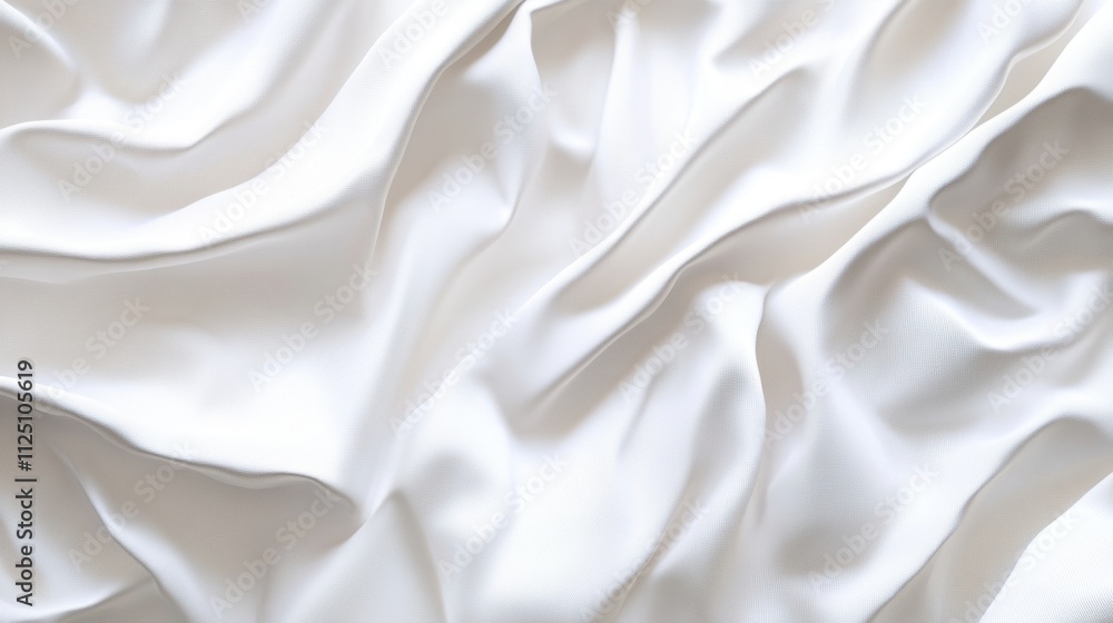 Fototapeta premium Close-up of flowing, silky white fabric creating elegant wave patterns.
