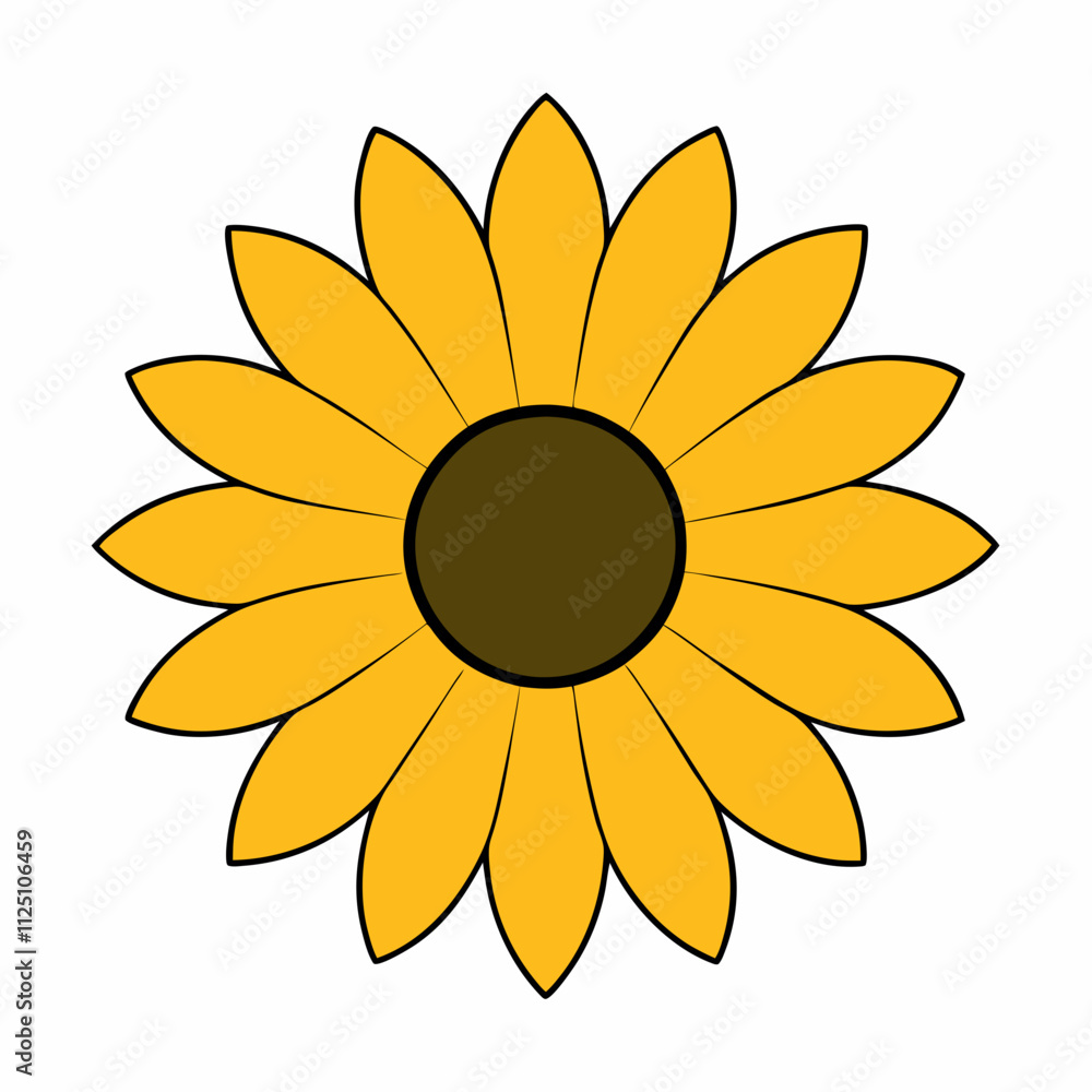 Sunflower silhouette art and sunflower vector illustration. Flower elements icon vector. Sunflower silhouette art and sunflower vector illustration. Flower elements icon vector.