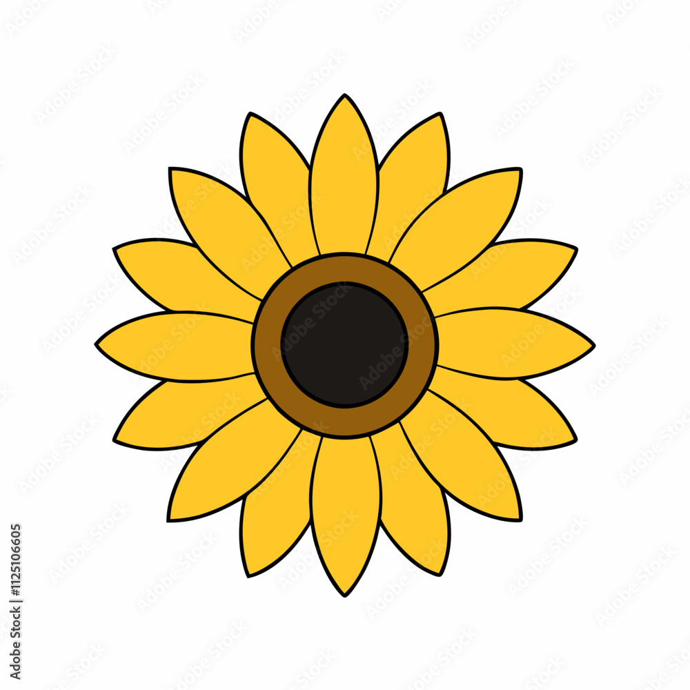 A simple sunflower silhouette art and sunflower vector illustration. Flower elements icon vector. A simple sunflower silhouette art and sunflower vector illustration. Flower elements icon vector.