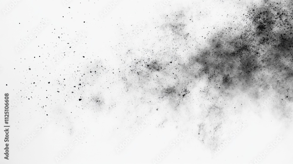 Abstract black ink splatter on a white background creates a dynamic and dramatic composition. Abstract black ink splatter on a white background creates a dynamic and dramatic composition.
