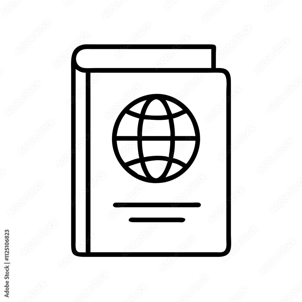 passport icon, travel vector icon, tourism vector illustration - black outline icon of passport symbolizing travel, tourism, and vacation in simple design. passport icon, travel vector icon, tourism vector illustration - black outline icon of passport symbolizing travel, tourism, and vacation in simple design.