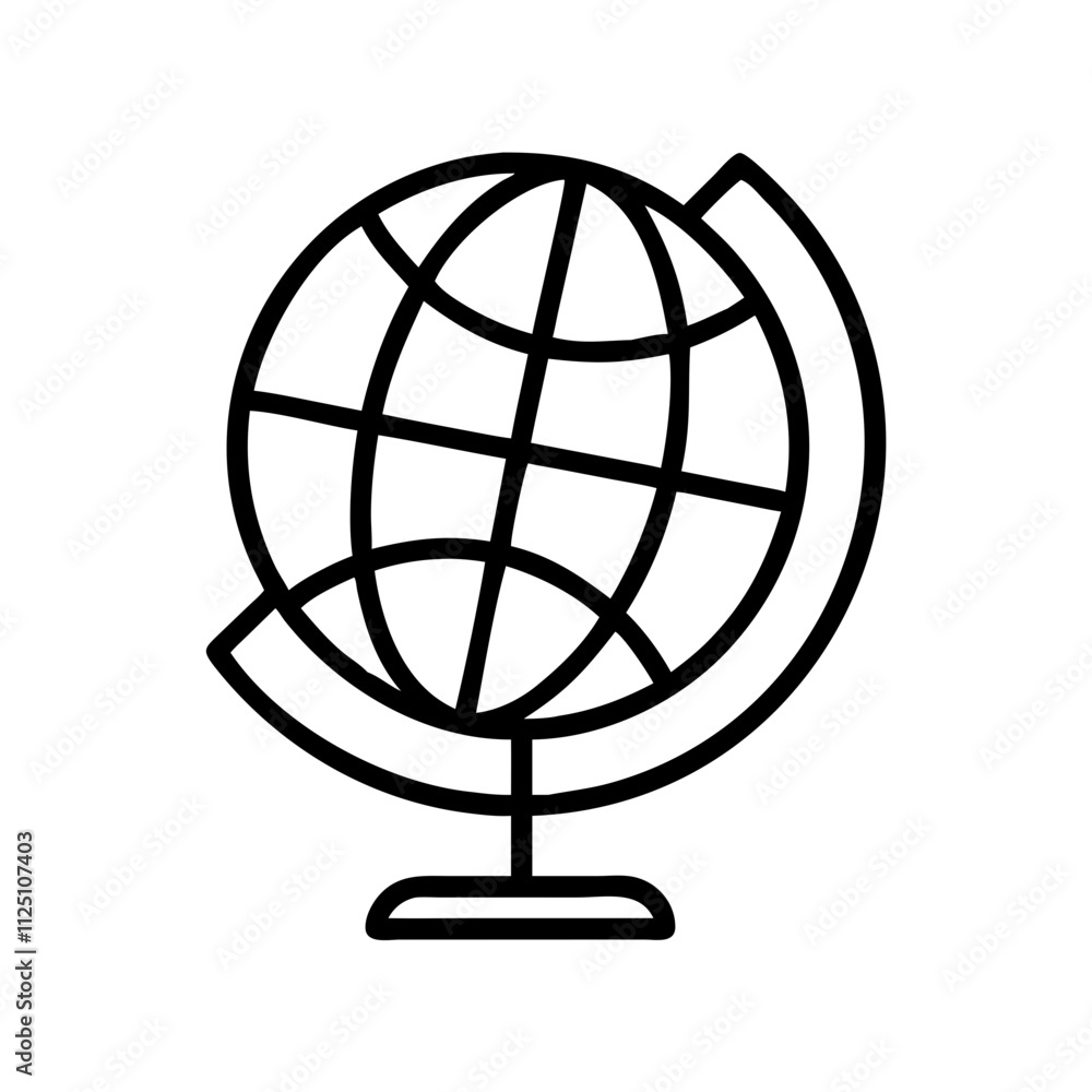 world globe icon, travel vector icon, tourism vector illustration - black outline icon of world globe symbolizing travel, tourism, and vacation in simple design. world globe icon, travel vector icon, tourism vector illustration - black outline icon of world globe symbolizing travel, tourism, and vacation in simple design.