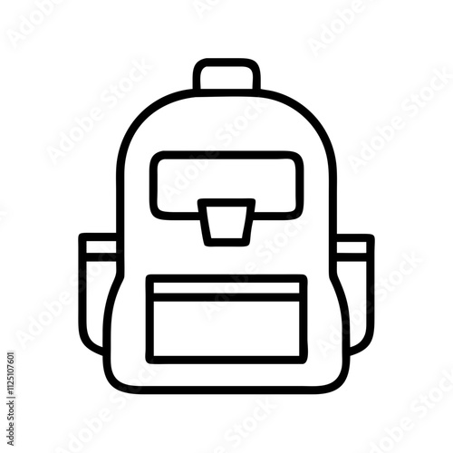 backpack icon, travel vector icon, tourism vector illustration - black outline icon of backpack symbolizing travel, tourism, and vacation in simple design.