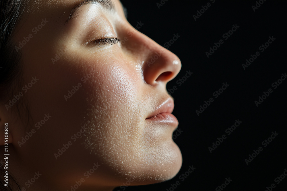 serene face illuminated softly during moist moment, showcasing natural beauty and tranquility. gentle light highlights smooth skin and peaceful expression serene face illuminated softly during moist moment, showcasing natural beauty and tranquility. gentle light highlights smooth skin and peaceful expression