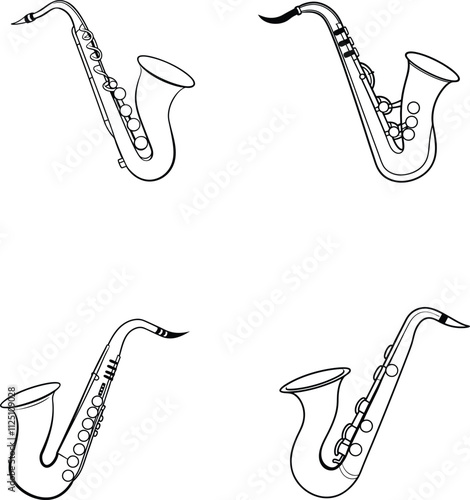 Saxophone Line Art Vector Illustration