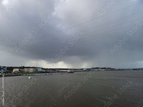 Stormy sky over the ocean background photo